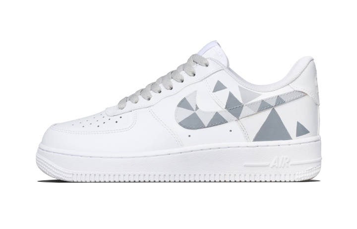 Nike Nike Air Force 1 Triangle Puzzle Cow Leather Abrasion Resistant Low top Skateboard Shoes Unisex Gray