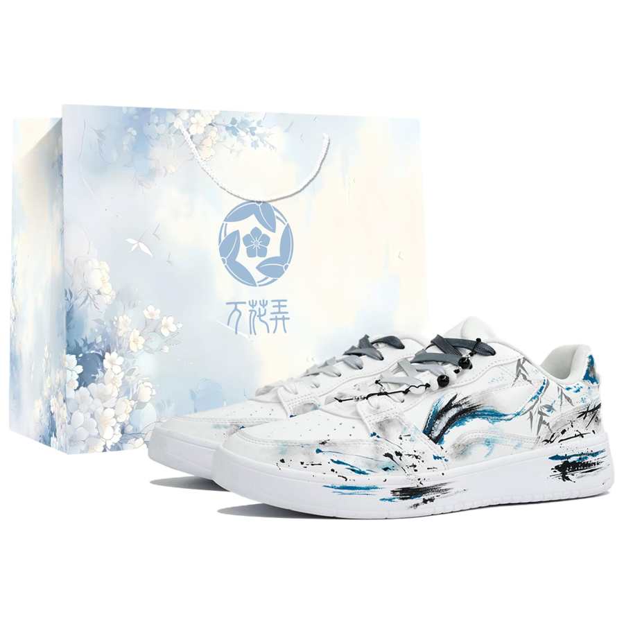 Li-Ning Li Ning Sycee Abrasion Resistant Lightweight Low top Skateboard Shoes Men's White Blue