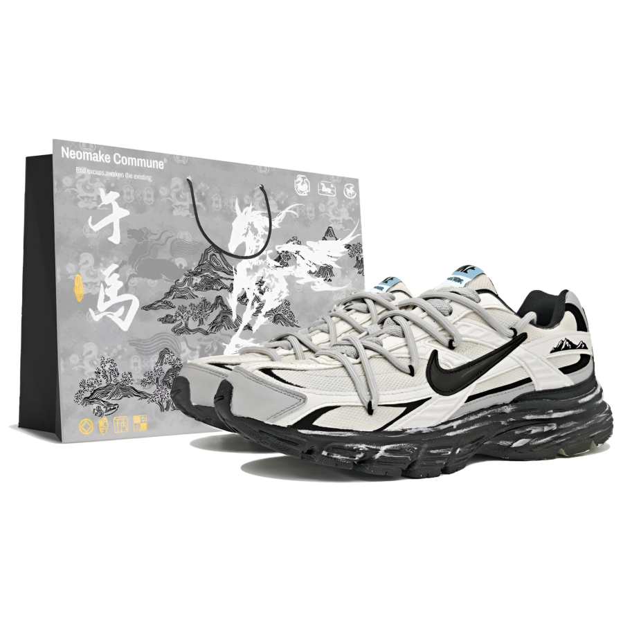 Nike Nike Initiator Cushioning Abrasion Resistant Low top Casual City Commuting Running Shoes Unisex Black White Gray