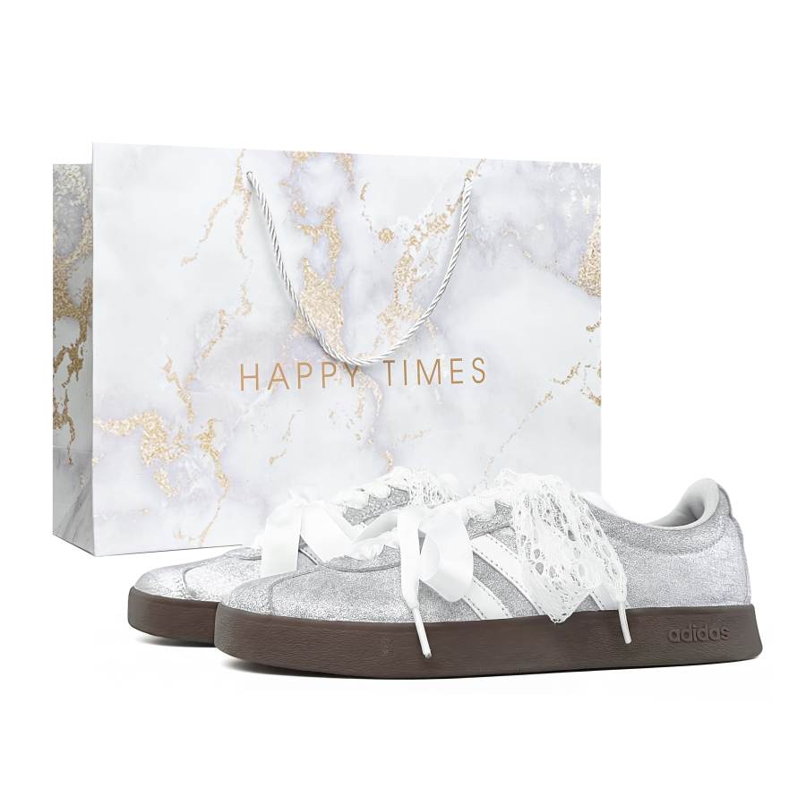 Adidas Adidas VL COURT 2.0 Special Shopping Bag Lightweight Low top Skateboard Shoes Unisex Silver White