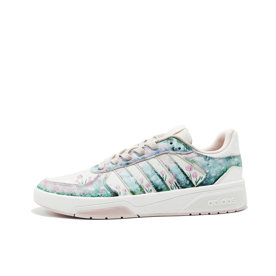 Adidas Adidas COURTBEAT Floral Textile, Synthetic Leather Low top Skateboard Shoes Unisex Cyan Pink