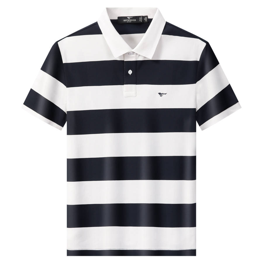 SEPTWOLVES Polo Shirts Men's Navy Blue Polo Collar Moderate Straight Fit