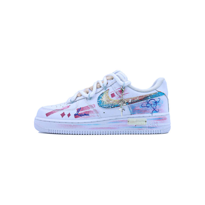 Nike Nike Air Force 1 12 Constellation, Leo Abrasion Resistant Slip Resistant Low top Skateboard Shoes Unisex White Red