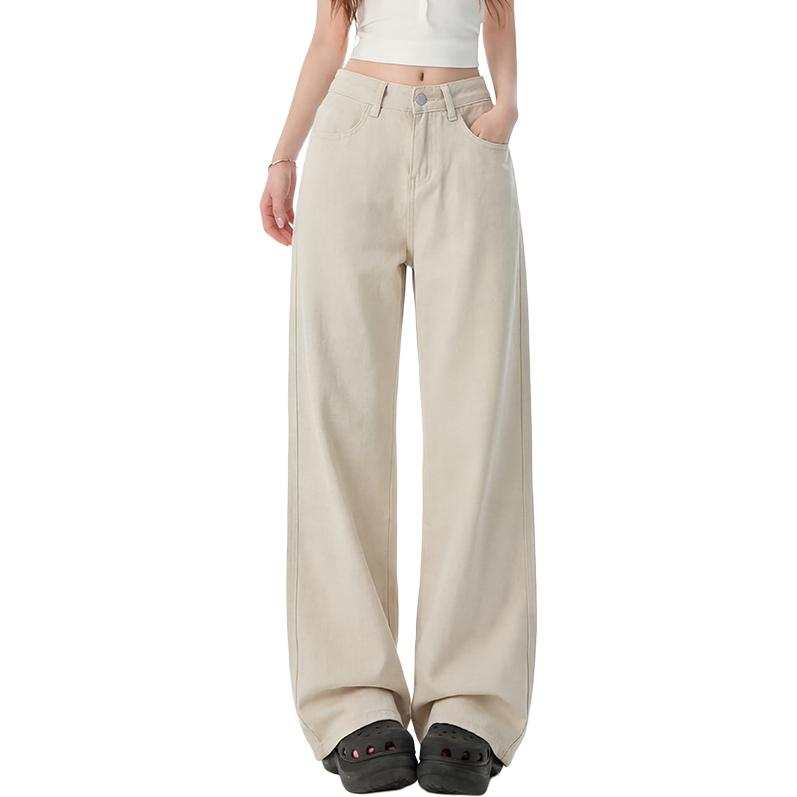 Tonlion Jeans Women's Khaki Pants Moderate Wide Leg Pants