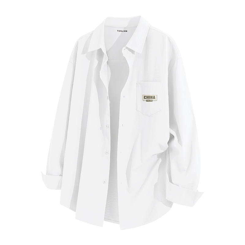 Tonlion Shirts Unisex Lapel Thin Shirt
