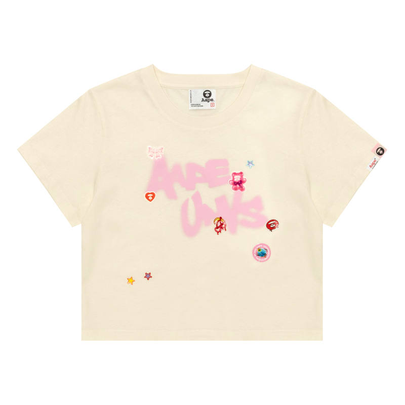 Aape T Shirts Women's Beige IVA Crew Neck Moderate Straight Fit
