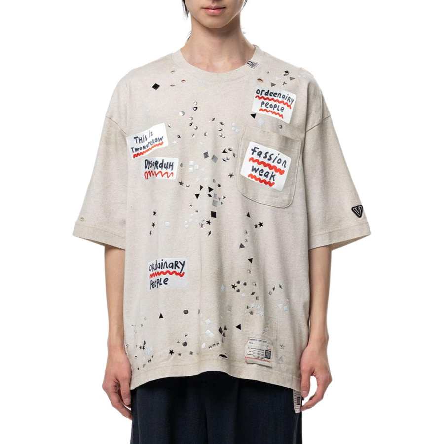 Maison Mihara Yasuhiro SS26 Embellished Sticker T Shirt T Shirt Men's