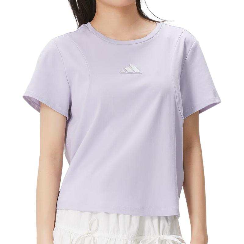 Adidas Adidas T Shirts Women's Light Purple Crew Neck Moderate