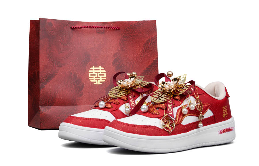 Li-Ning Li Ning Floating Boat Cushioning Coverage Slip Resistant Low top Skateboard Shoes Unisex Red Shopping Bag