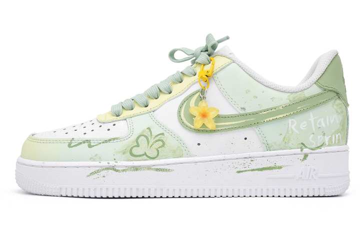 Nike Nike Air Force 1 Mint Mambo Synthetic Leather Slip Resistant Cushioning Low top Skateboard Shoes Unisex White Green