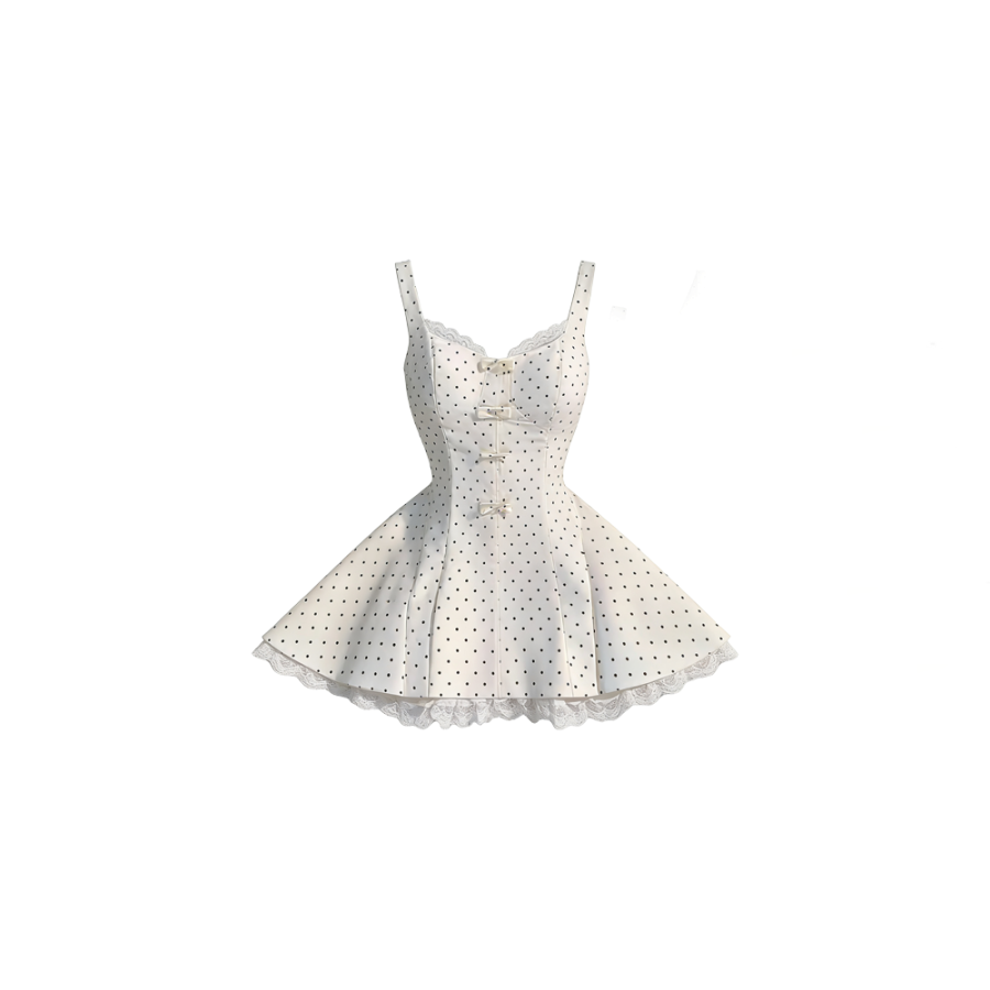 CPAURA Slip Dresses Women's Polka Dot V Neck Moderate Short