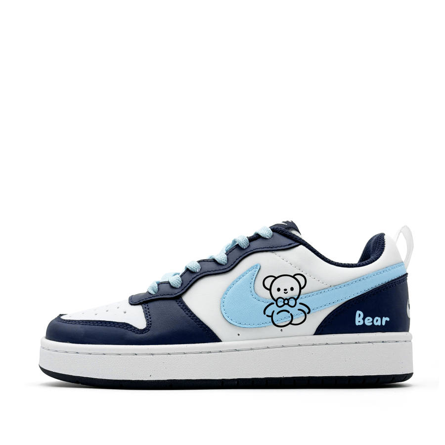 Nike Nike Court Borough Pipi Bear Synthetic Leather Abrasion Resistant Low top Kids' Skateboarding Shoes Blue Teenagers