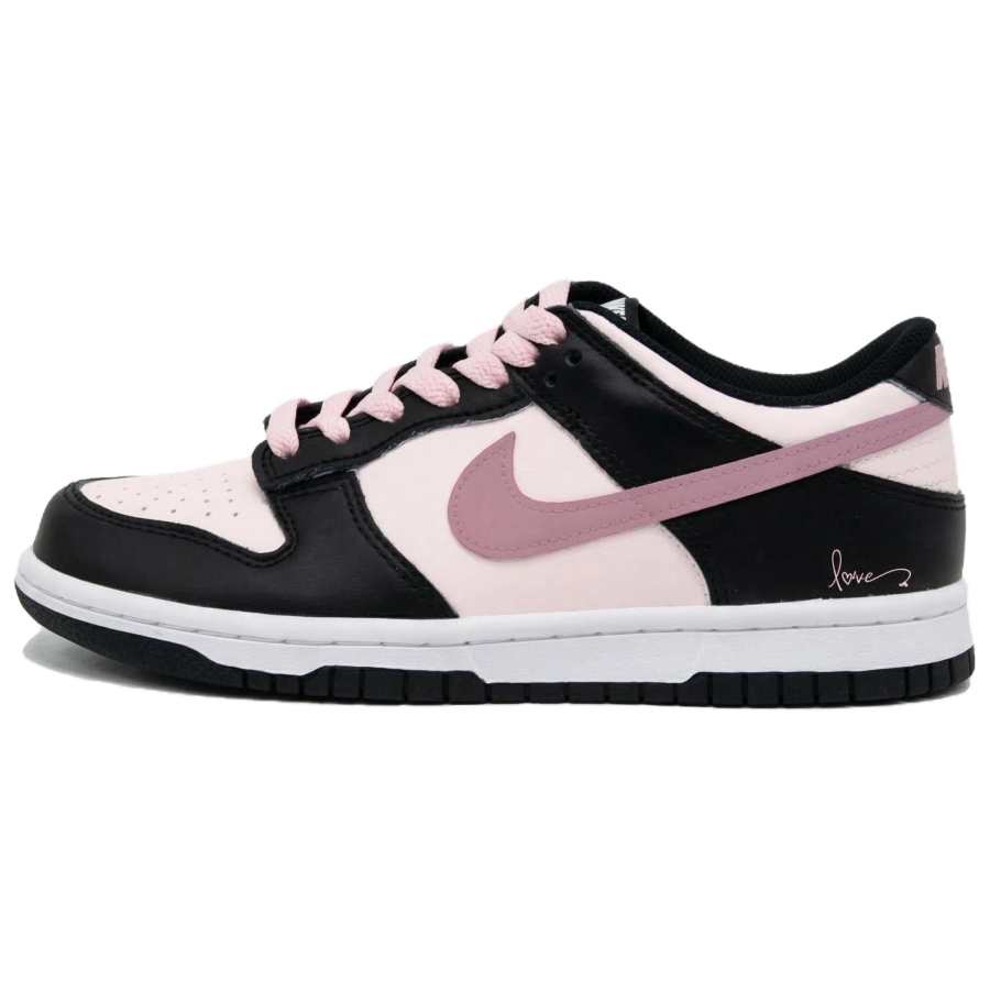 Nike Nike Dunk Berry Milkshake Leather Abrasion Resistant Low top Athleisure Skateboard Shoes Women's Black Pink GS