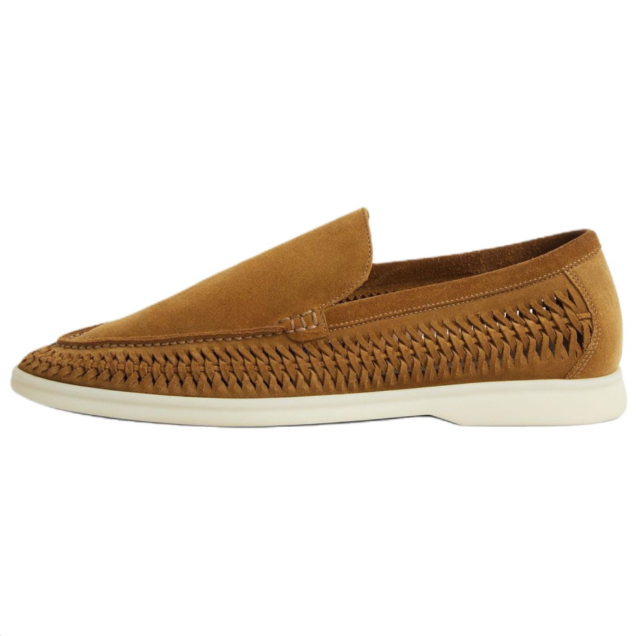 Loro Piana Summer Walk Casual Leather Shoes Men's Tan