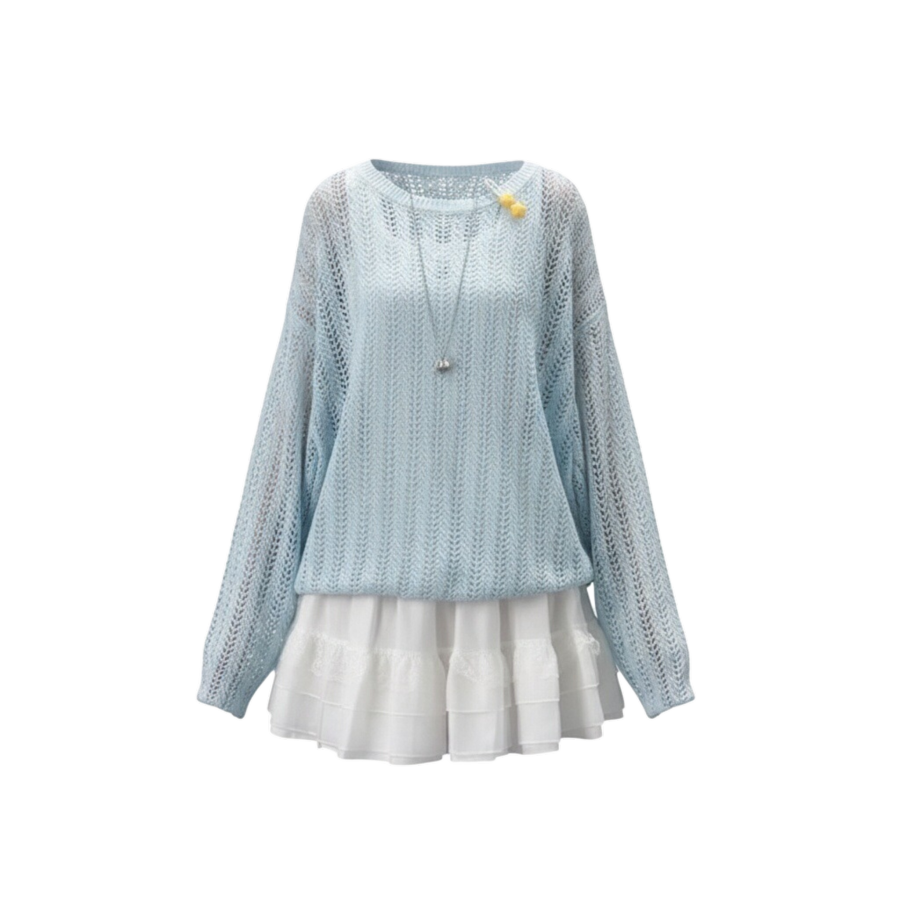 Sugarfunk Sugarfunk Two Piece Skirt Sets Women's Crew Neck Thin Short