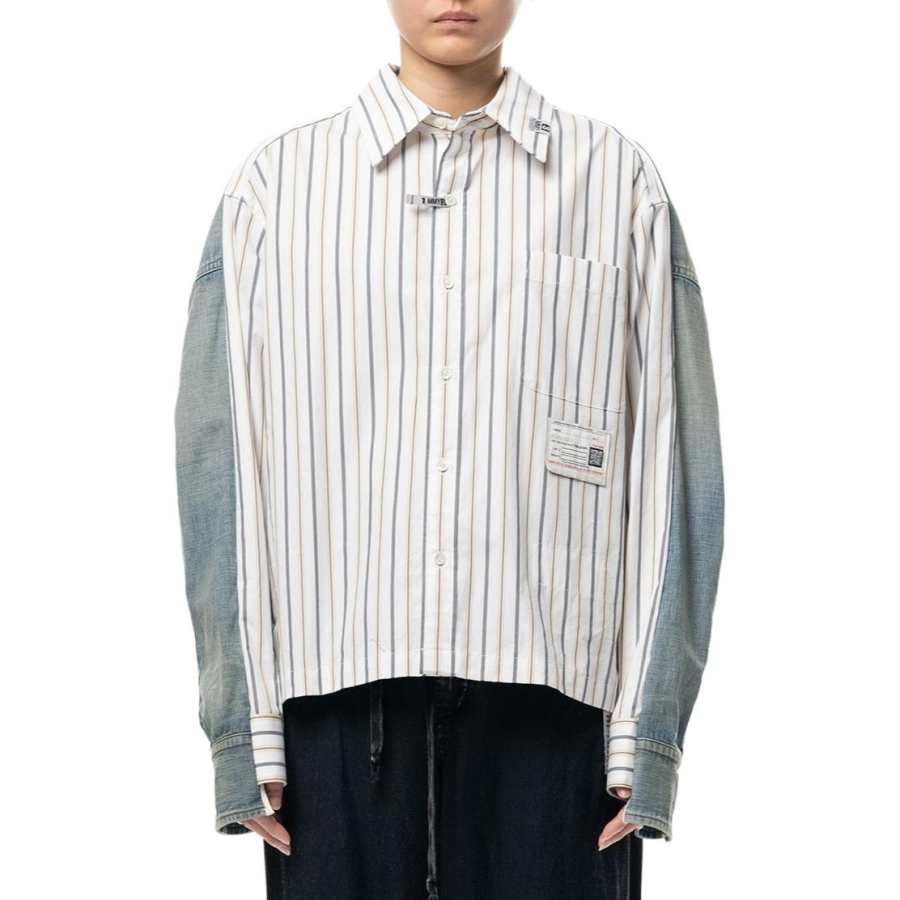 Maison Mihara Yasuhiro SS26 Front Back Combined Stripe Shirt Women's
