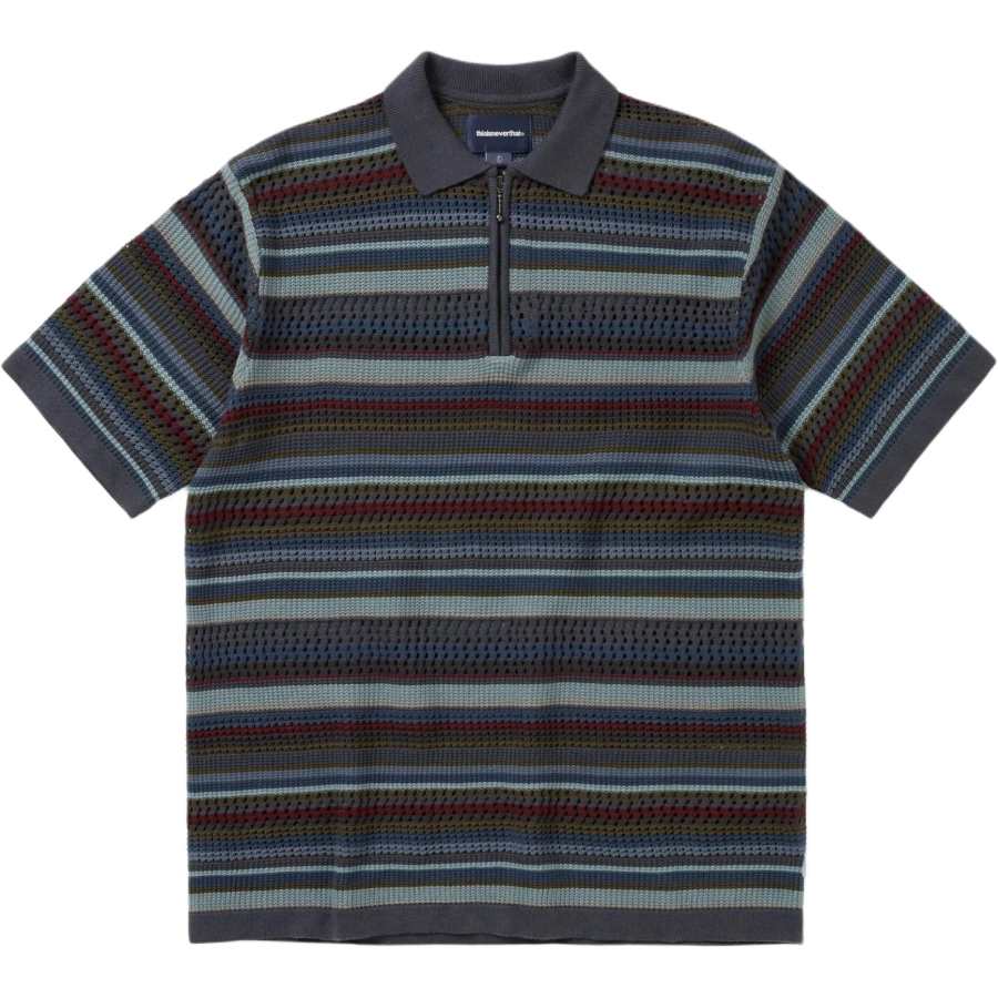 Thisisneverthat SS26 Striped S/S KnIt Polo Dark Navy Polo Shirt Unisex