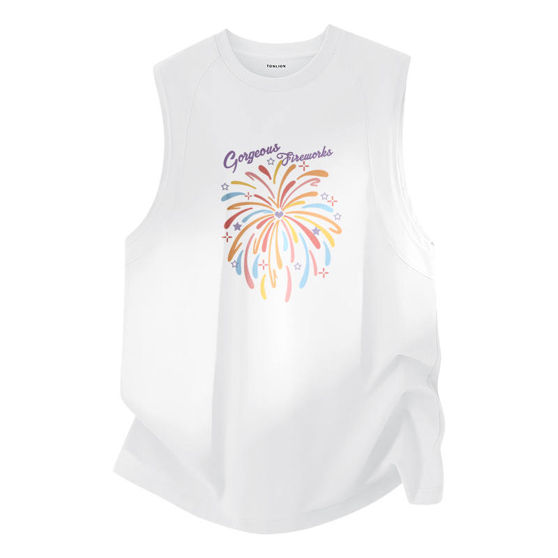 Tonlion Tank Tops Unisex Crew Neck Thin Straight Fit