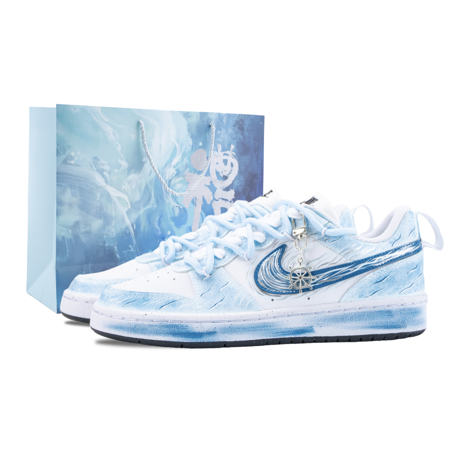 Nike Nike Court Borough Island Breeze Abrasion Resistant Slip Resistant Low top Skateboard Shoes White Blue Teenagers