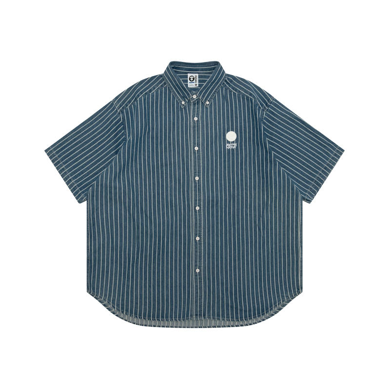 Aape Aape Shirts Men's Blue BLA Lapel Moderate Denim