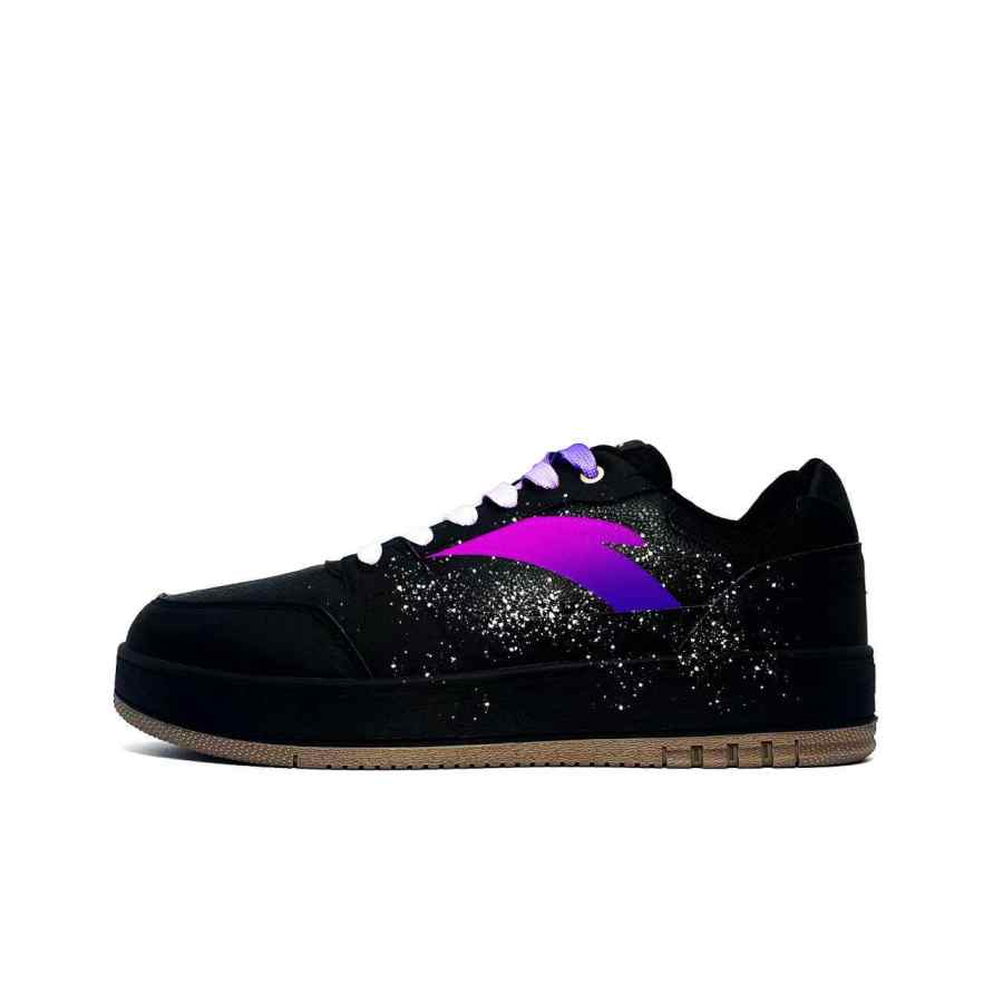 Anta Original 2 Synthetic Leather, Textile Cushioning Abrasion Resistant Low top Skateboard Shoes Men's Black Purple