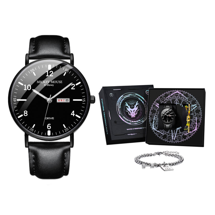 Disney Mickey Mouse Quartz Movement Watch Men's Watches Black Dial