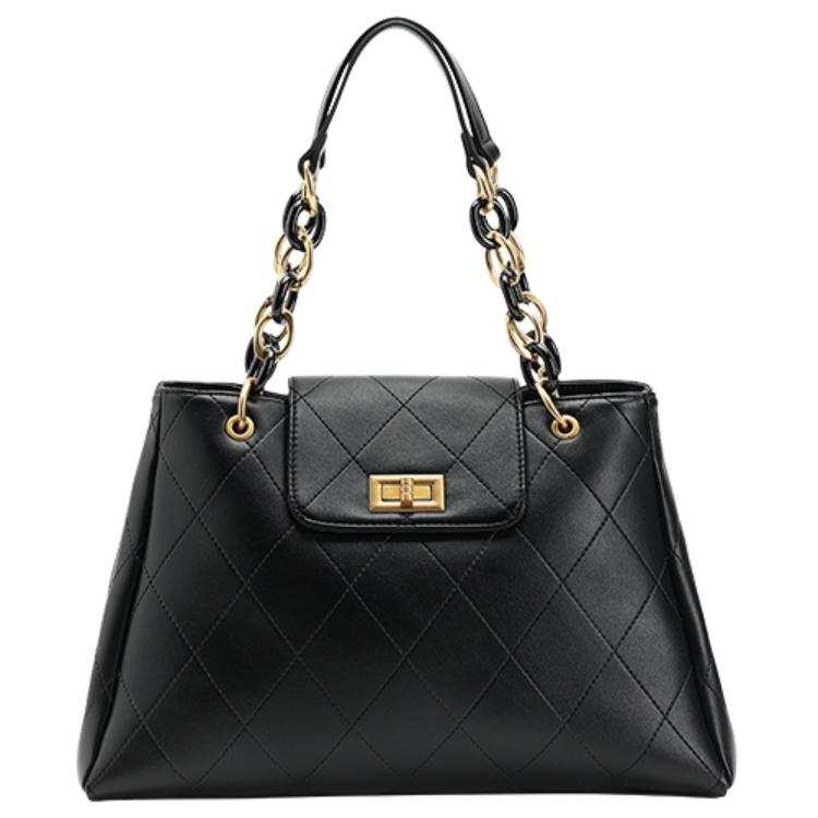 URBAN REVIVO Artificial Leather Tote Handbag Women's Black