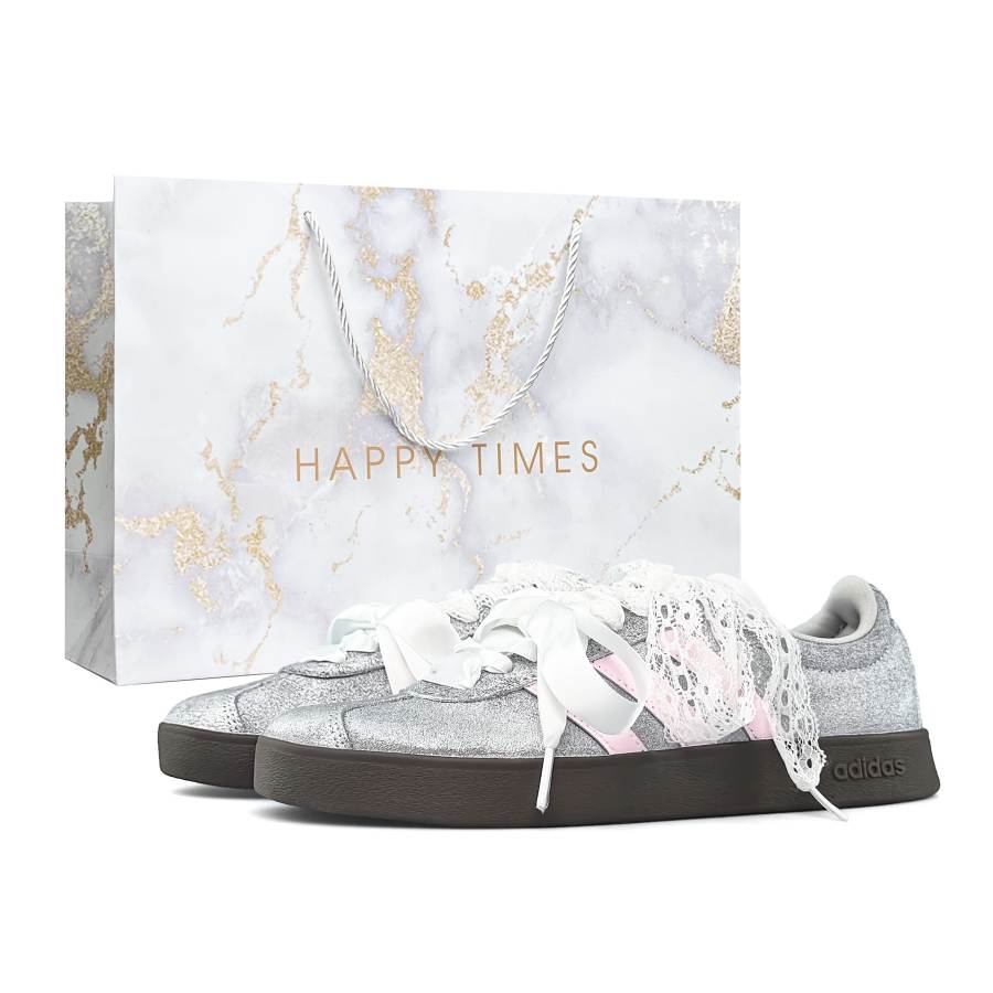 Adidas Adidas VL COURT 2.0 Special Shopping Bag Lightweight Low top Skateboard Shoes Unisex Pink Silver