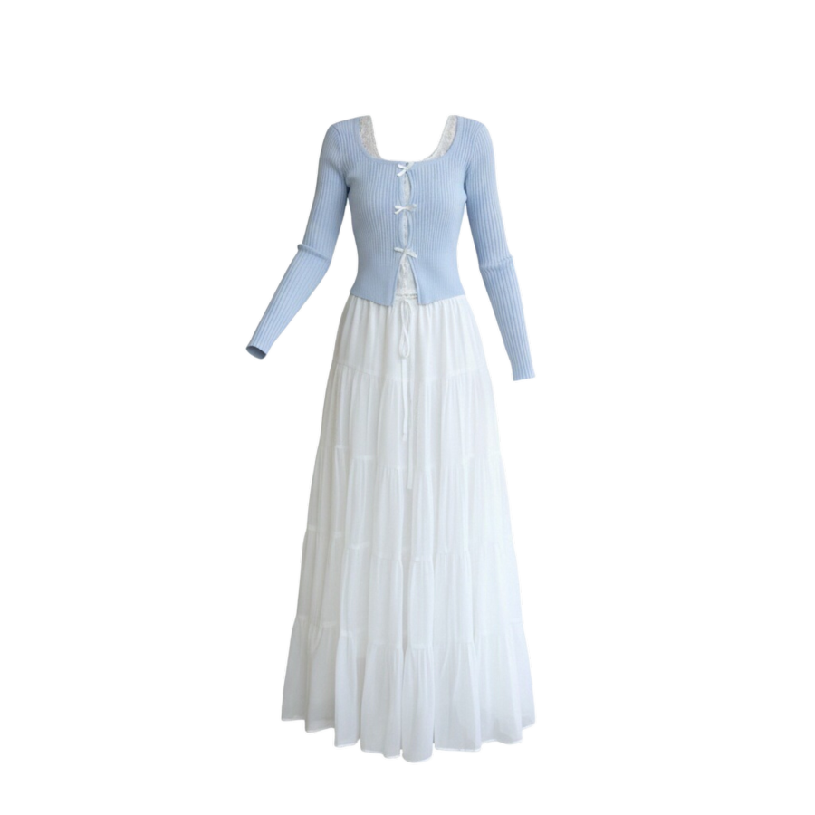 Sugarfunk Sugarfunk Two Piece Skirt Sets Women's Square Collar Moderate Long
