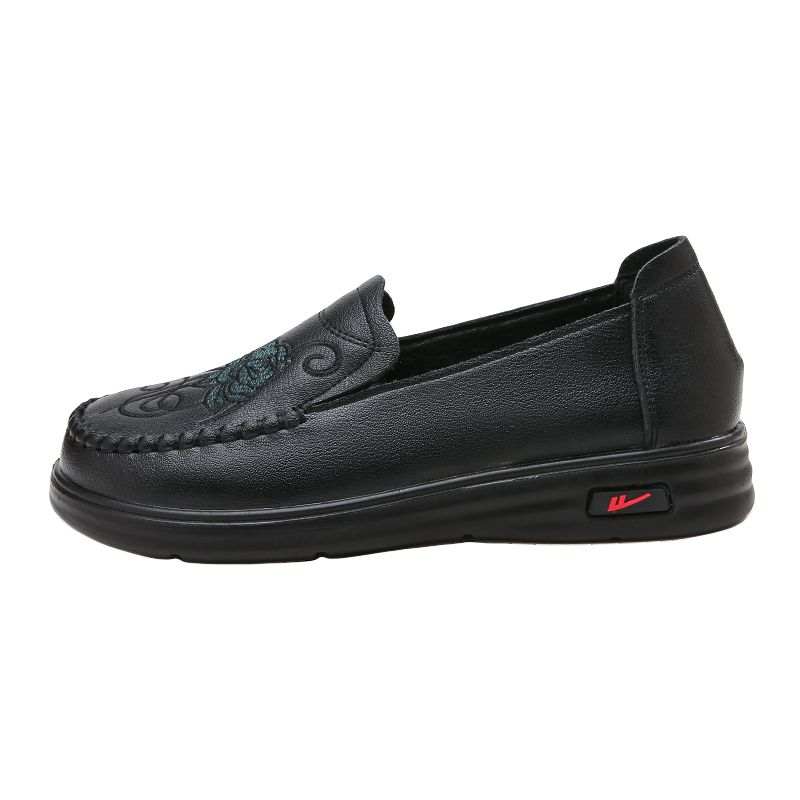Warrior Elderly Shoes, Spring Fall, Women's, Mom's Shoes Casual Leather Shoes Women's Black