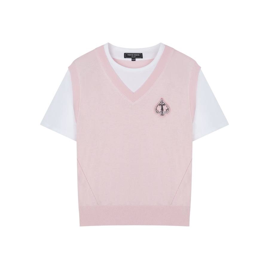 Teenie Weenie Knitwear Women's Crew Neck Moderate Mock Two Piece