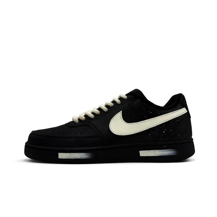 Nike Nike Court Vision Low Vinyl Old Dreams Leather Slip Resistant Low top Skateboard Shoes Unisex Black