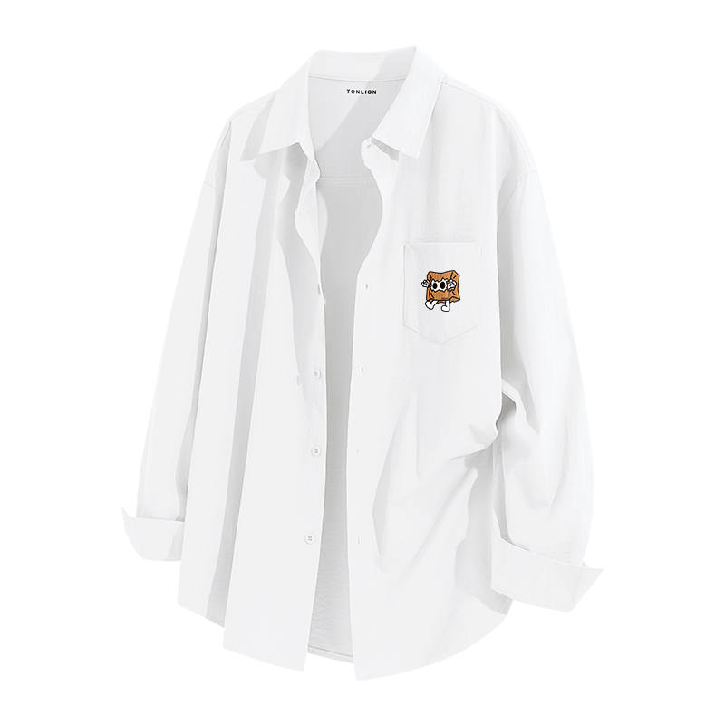 Tonlion Shirts Unisex Lapel Thin Shirt