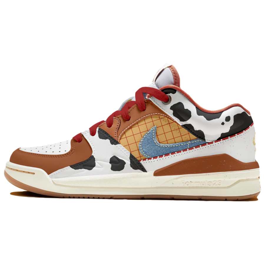 Jordan Jordan Stadium 90 Leather Low top Basketball Shoes Women's White Brown