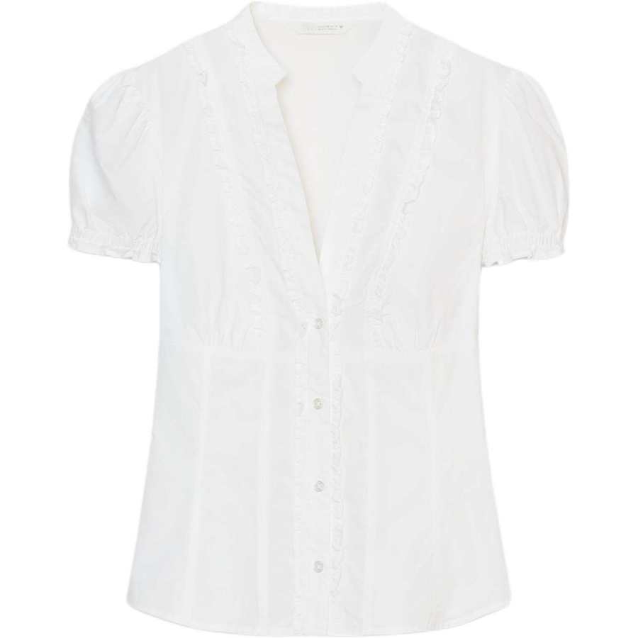 ZARA Shirts Women's White Crew Neck Moderate