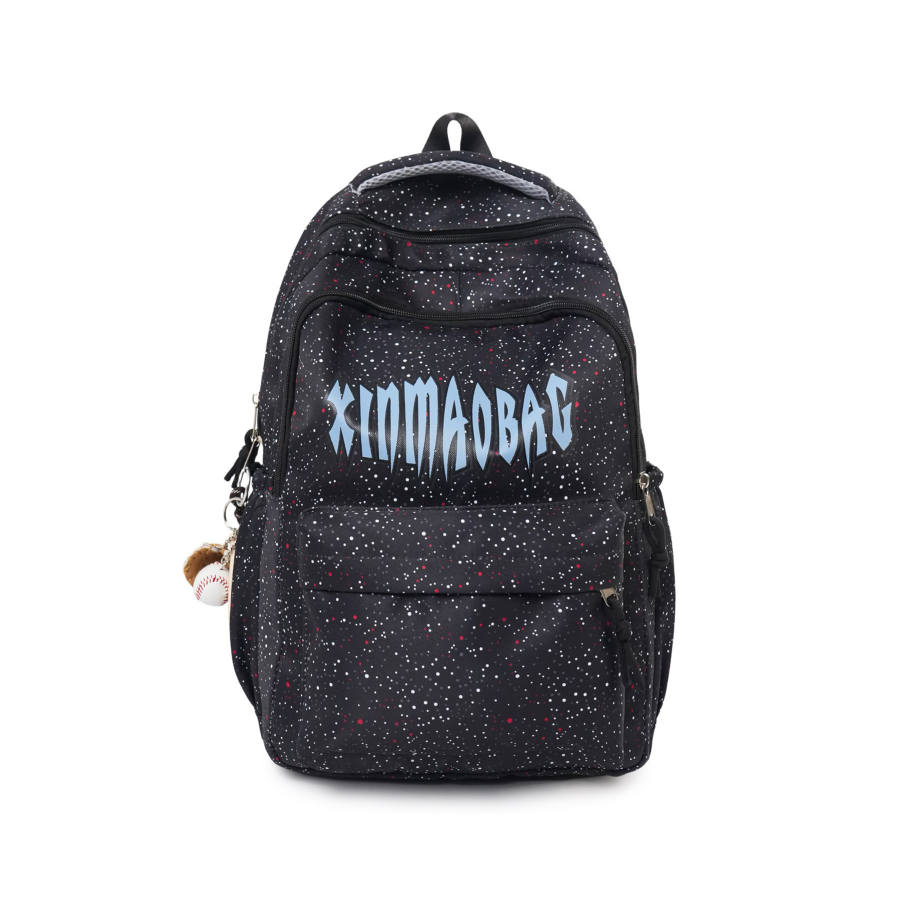 YALU Nylon Backpack Regular Unisex Black/White/Blue