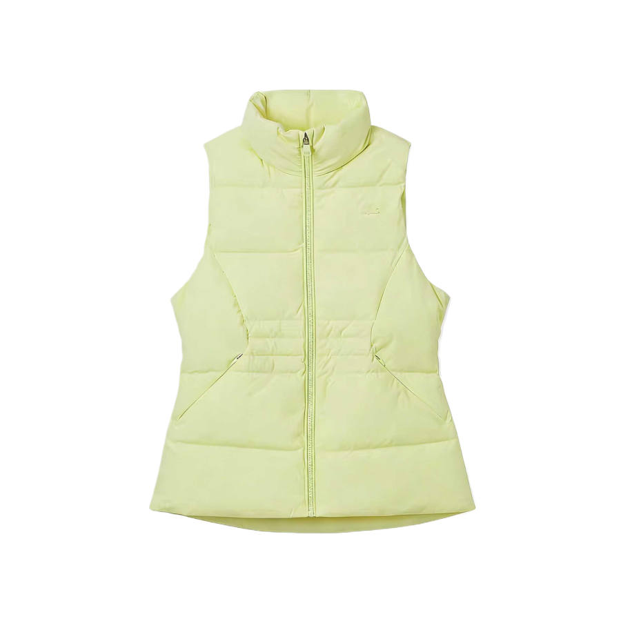 LACOSTE Down Vests Women's Light Yellow Stand Collar Moderate