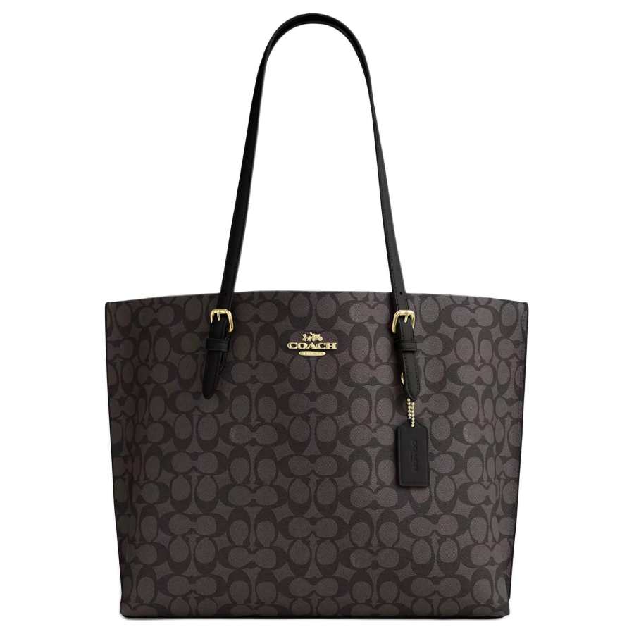 COACH Mollie Artificial Leather Shoulder Bag Large 34 Women's Walnut & Black