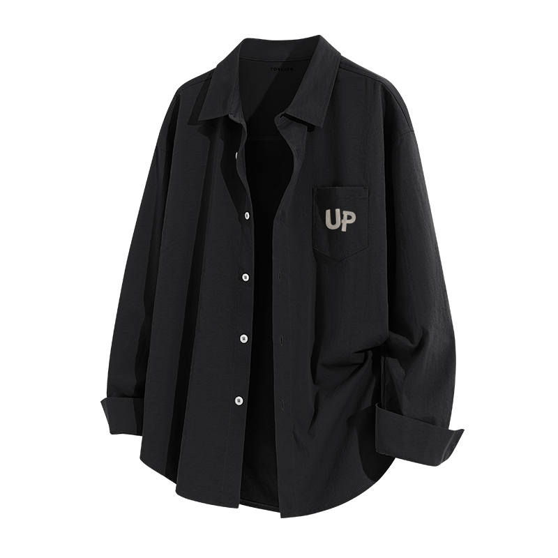 Tonlion Shirts Unisex Lapel Thin Shirt