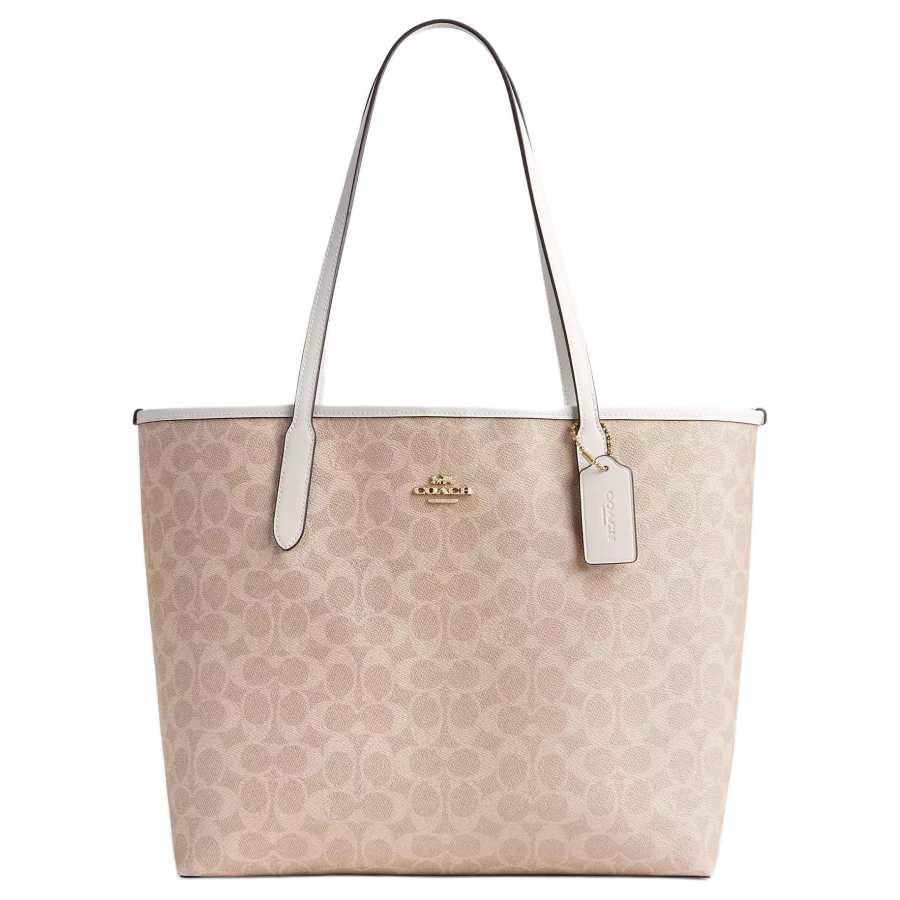 COACH City Coated Canvas Handbag, Shoulder Bag Large Women's Sand