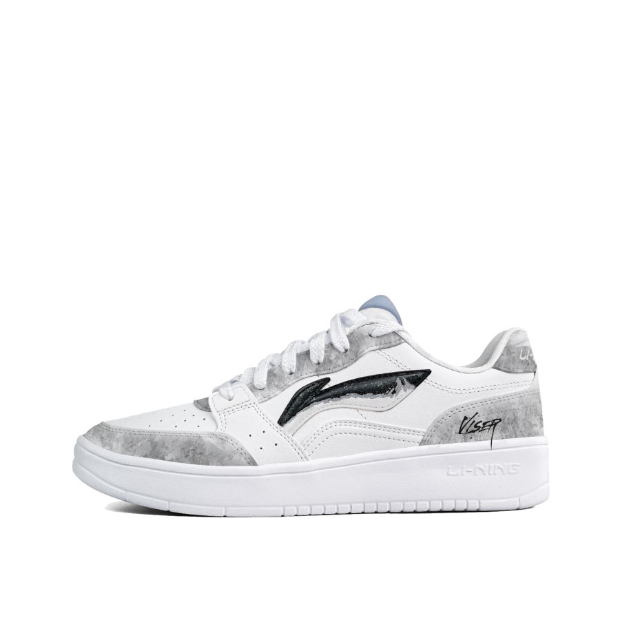 Li-Ning Li Ning Sycee Ink Wash Mist Realm Synthetic Leather Low top Skateboard Shoes Men's Gray/White