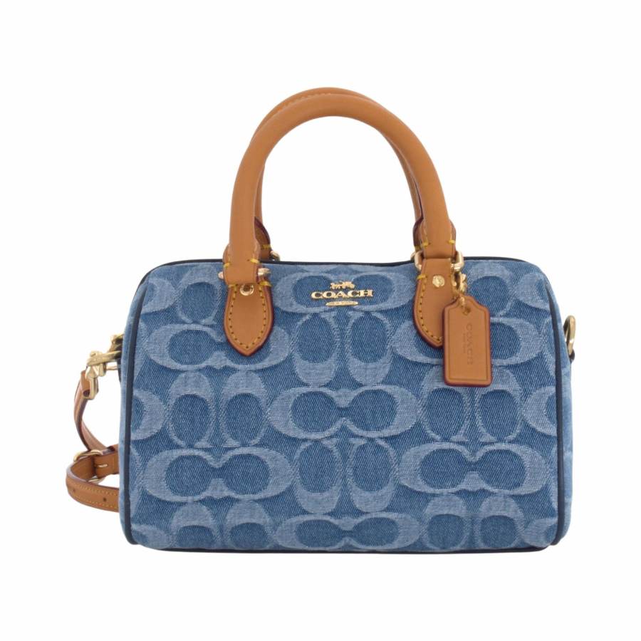 COACH Rowan Fabric Boston Bag, Crossbody Handbag Small Women's Indigo