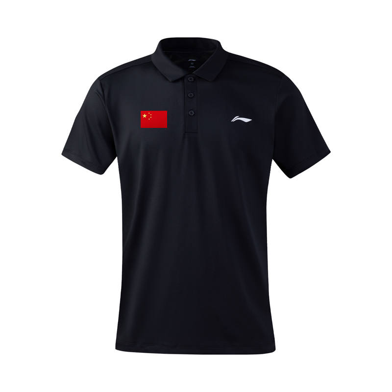 Li-Ning Li Ning Polo Shirts Men's Black Label Attached Version Hot Melt Glue National Flag Logo, Please Apply Separately Polo Collar Moderate