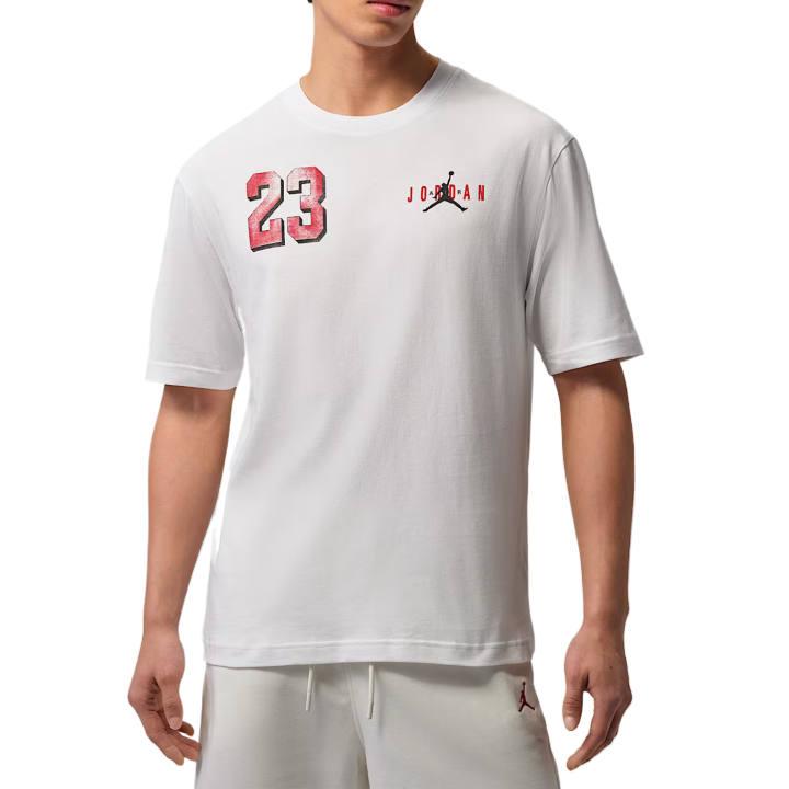 Jordan Jordan Brooklyn T Shirts Men's White/University Red Crew Neck Moderate