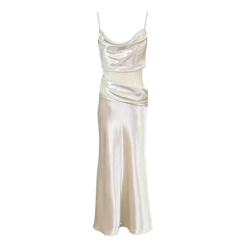 Aghr Slip Dresses Women's White Boat Neck Moderate Mid Length