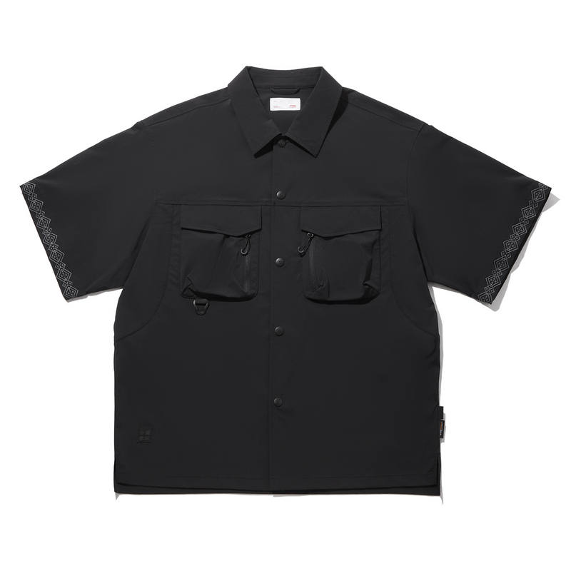 Li-Ning Li Ning Li Ning X Jackie Chan Kung Fu Collection Casual Short Sleeved Shirt Men's Black