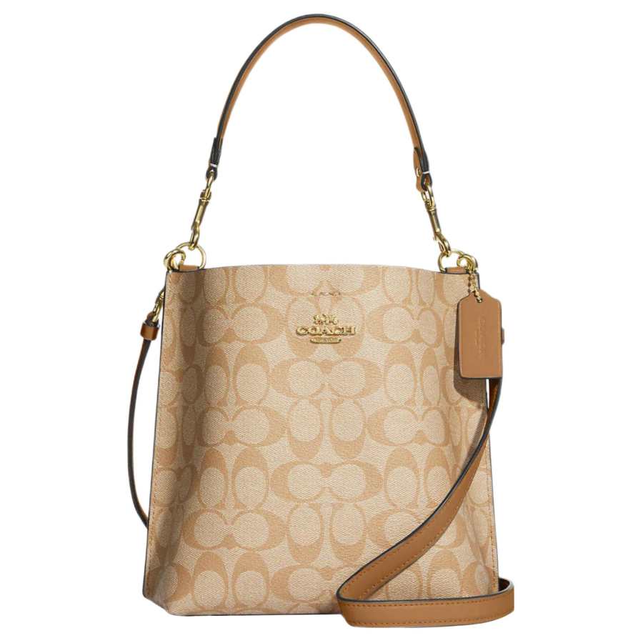 COACH Mollie Artificial Leather Bucket Bag, Handbag, Shoulder Bag 22 Women's Khaki