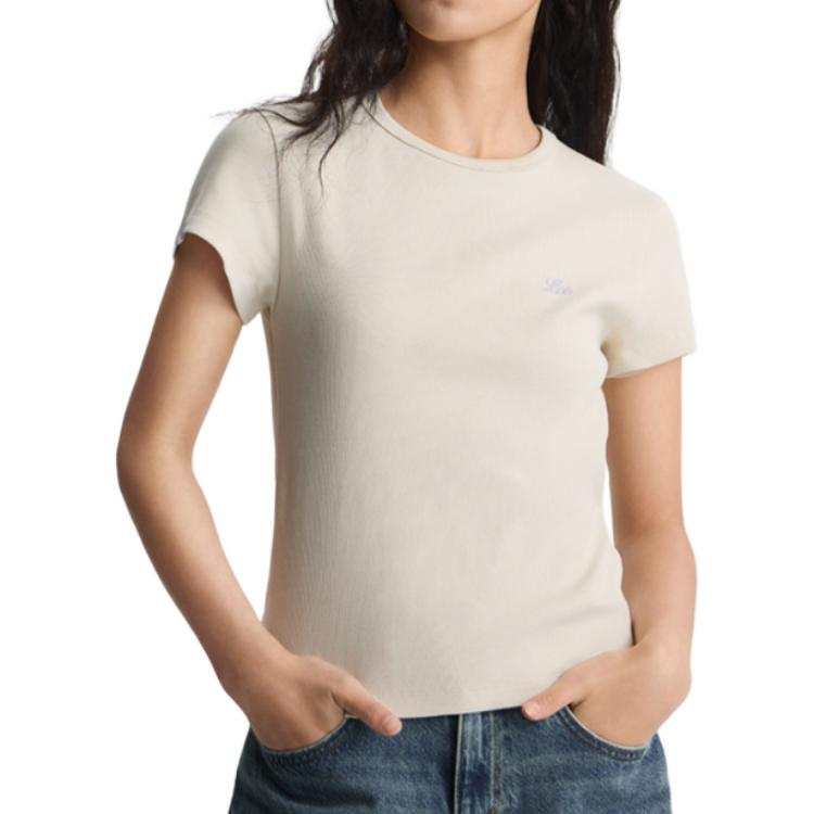 Lee T Shirts Women's Milk White Crew Neck