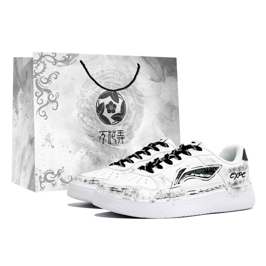 Li-Ning Li Ning Floating Boat Wan Hua Nong, Expedition, Shopping Bag Abrasion Resistant Low top Skateboard Shoes Men's White