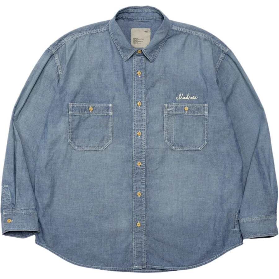 MADNESS Shirts Unisex Blue Lapel Moderate Denim